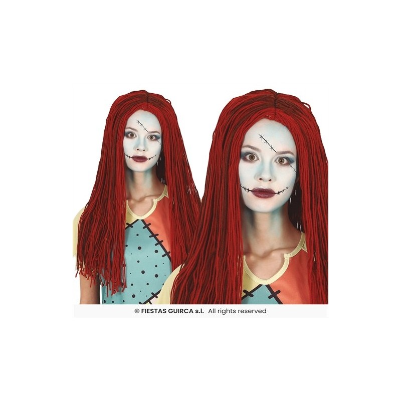 PERRUQUE POUPEE CHEVEUX LONGS MARRON ROUGE EN LAINE PERRUQUE POUPEE CHEVEUX LONGS MARRON ROUGE EN LAINE