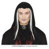 PERRUQUE VAMPIRE HOMME CHEVEUX LONGS NOIRS MECHES BLANCHES