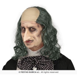 PERRUQUE CRANE CHAUVE CHEVEUX LONGS BOUCLES GRIS