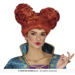 PERRUQUE DAME DE COEUR CHEVEUX ROUX FRISES 2 CHIGNONS