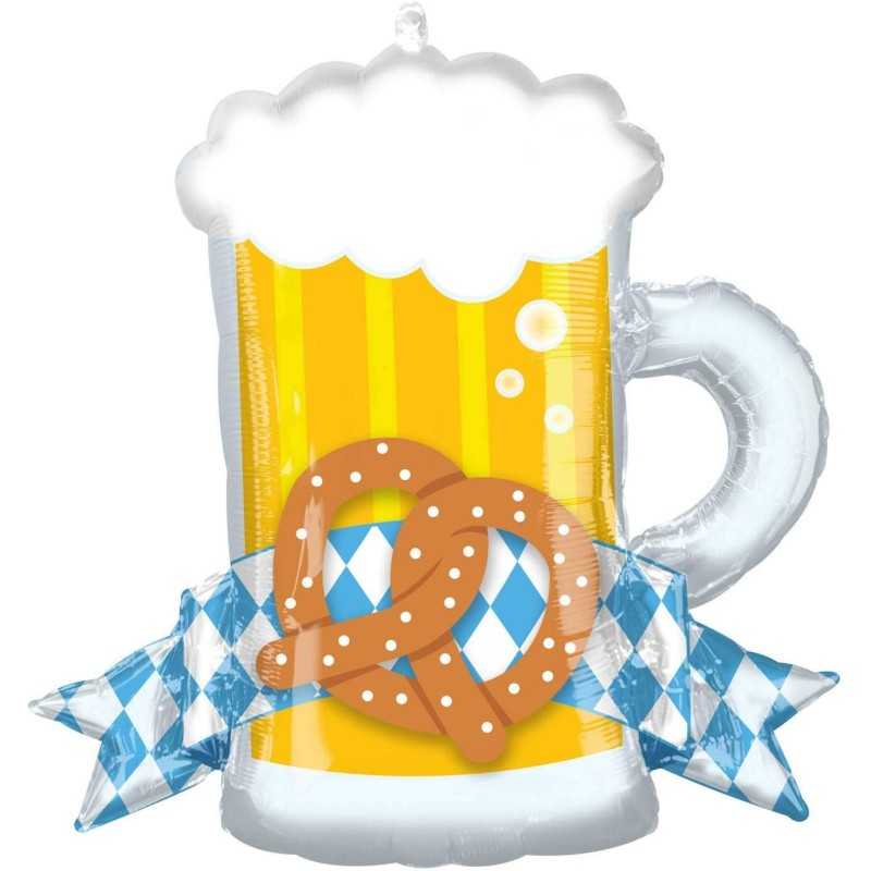 BALLON METALLIQUE FETE DE LA BIERE 66X63 CM CHOPE DE BIERE + BREZEL