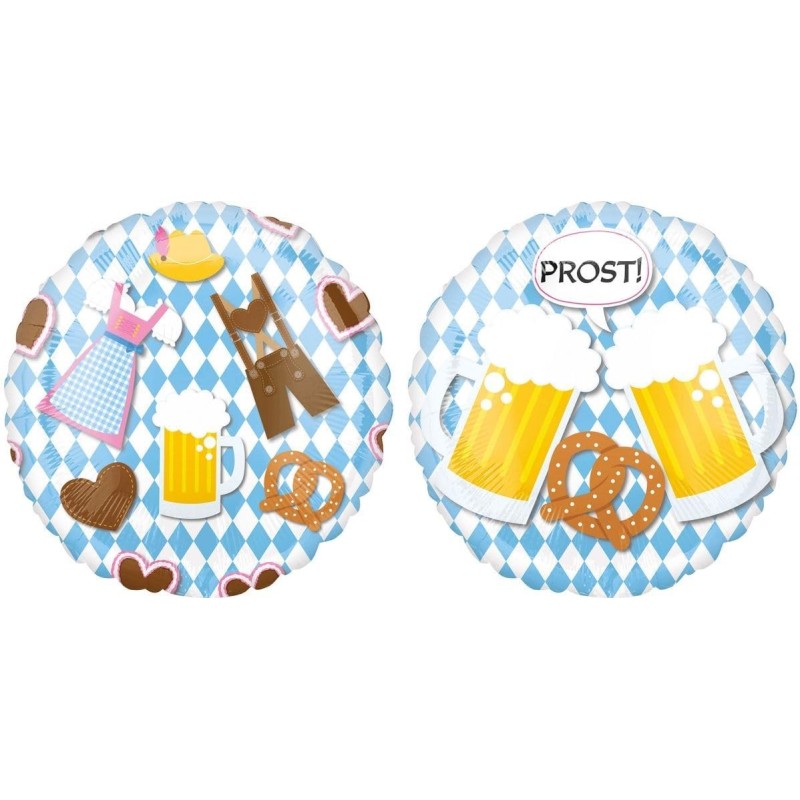 BALLON METALLIQUE ROND FETE DE LA BIERE 43CM CHOPE DE BIERE + BREZEL BALLON METALLIQUE ROND FETE DE LA BIERE 43CM CHOPE DE BIERE + BREZEL