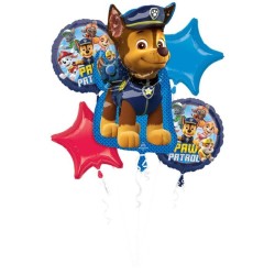 BOUQUET DE 5 BALLONS METALLIQUES PAT PATROUILLE CHASE