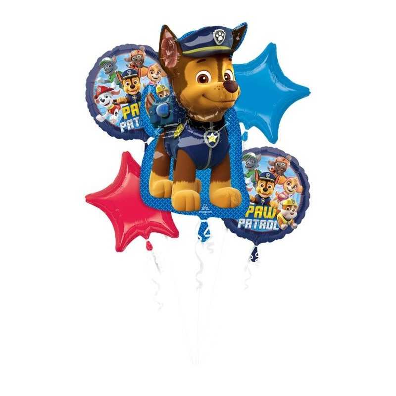 BOUQUET DE 5 BALLONS METALLIQUES PAT PATROUILLE CHASE