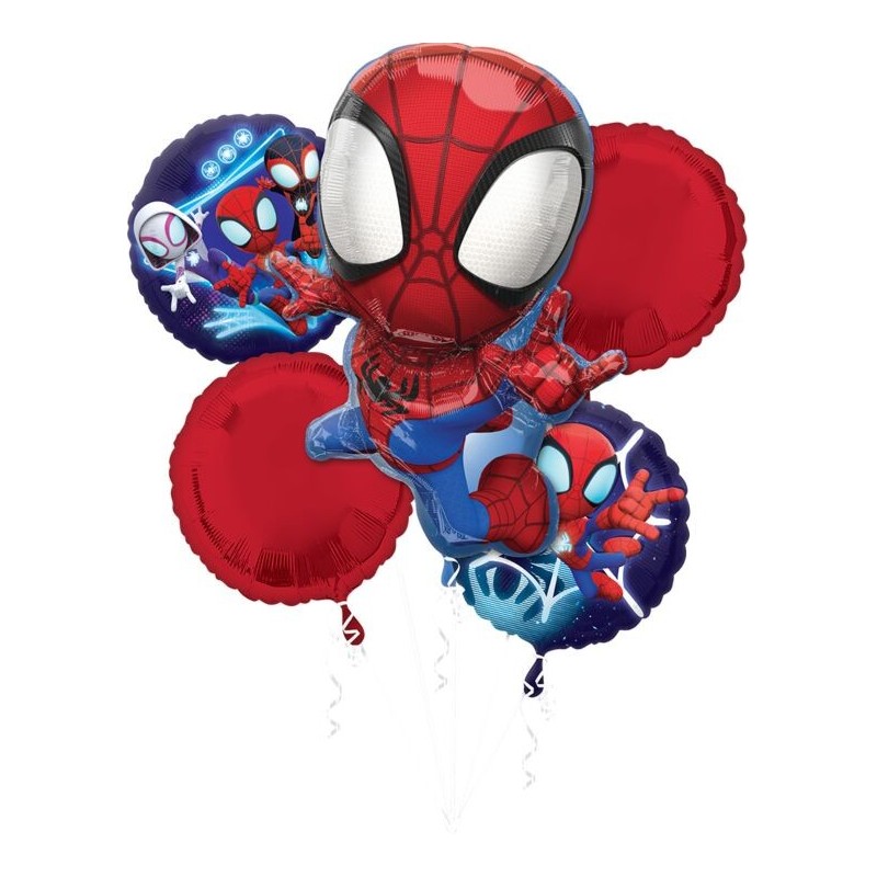 BOUQUET DE 5 BALLONS METALLIQUES SPIDEY BOUQUET DE 5 BALLONS METALLIQUES SPIDEY