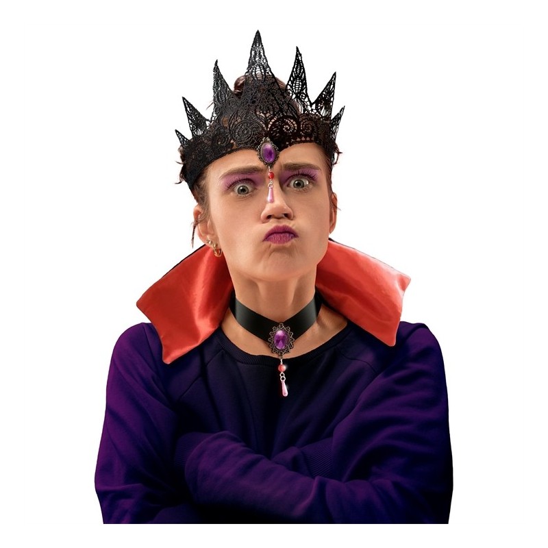 SET DE REINE NOIRE COURONNE DENTELLE BRODEE TOUR DE COU AVEC COL ROUGE ET NOIR SET DE REINE NOIRE COURONNE DENTELLE BRODEE TOUR DE COU AVEC COL ROUGE ET NOIR