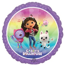 BALLON METALLIQUE ROND GABBYCHAT OU GABBY'S DOLLHOUSE 43 CM