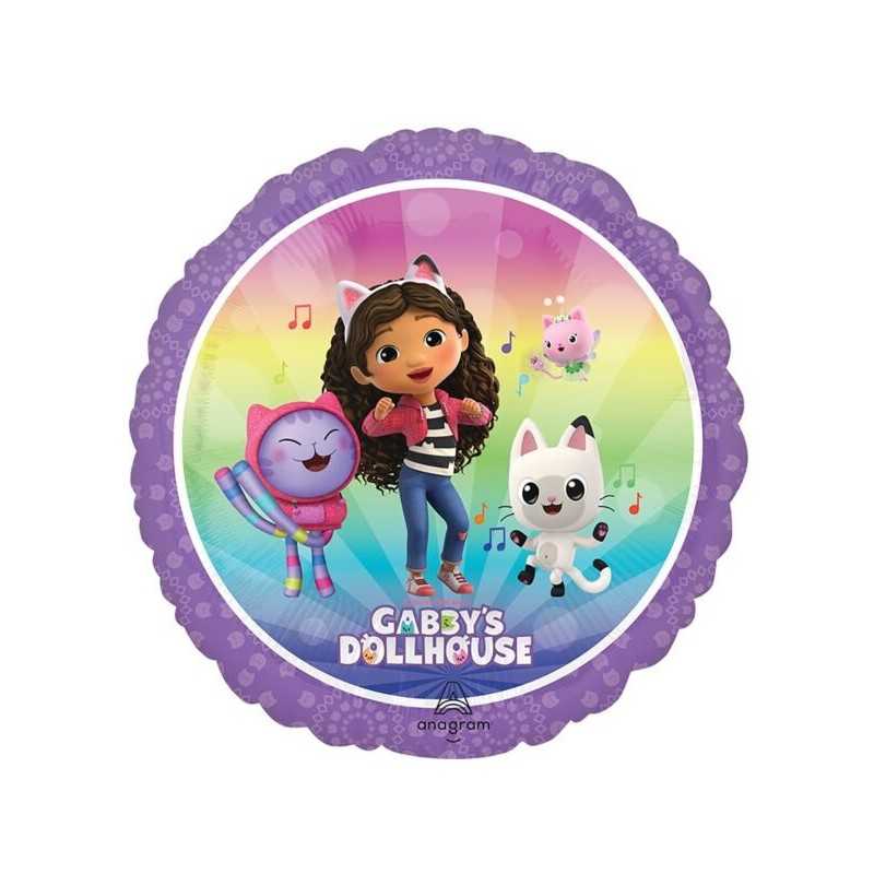 BALLON METALLIQUE ROND GABBYCHAT OU GABBY'S DOLLHOUSE 43 CM