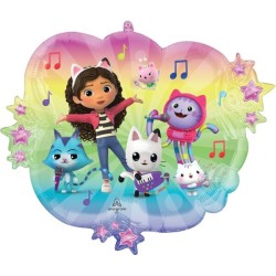 BALLON METALLIQUE ROND GABBYCHAT OU GABBY'S DOLLHOUSE 43 CM