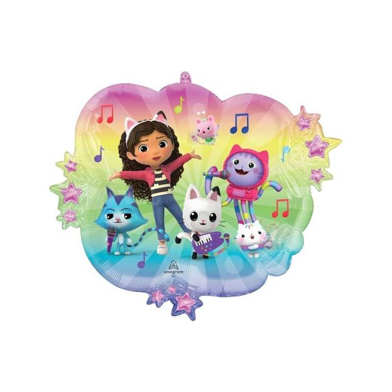BALLON METALLIQUE ROND GABBYCHAT OU GABBY'S DOLLHOUSE 43 CM
