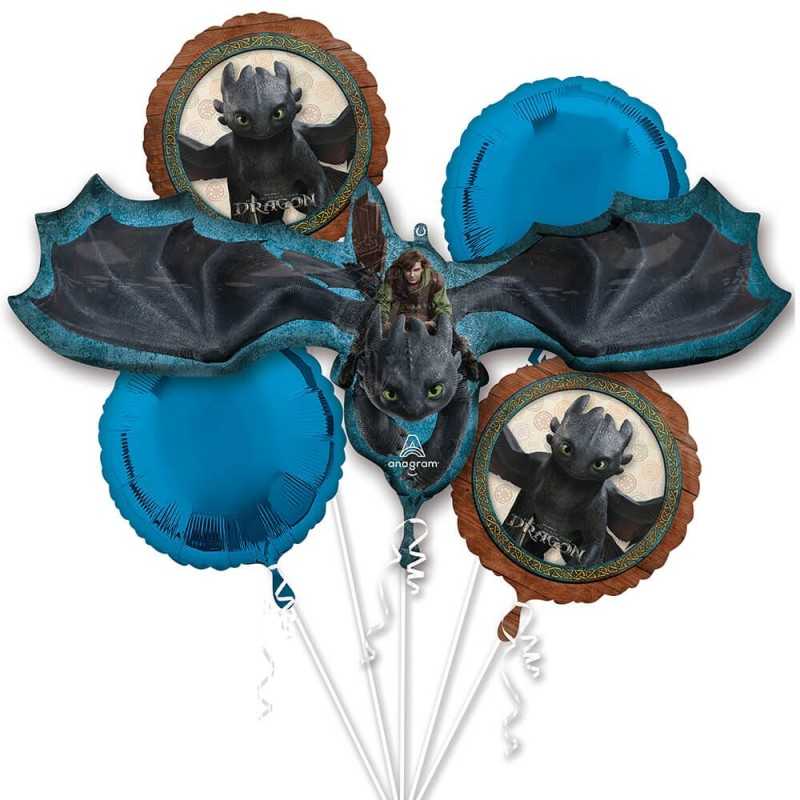 BOUQUET DE 5 BALLONS METALLIQUES DRAGON