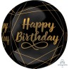 BALLON METALLIQUE ORBZ NOIR HAPPY BIRTHDAY OR GOLDEN AGE 38 X 40 CM  BALLON METALLIQUE ORBZ NOIR HAPPY BIRTHDAY OR GOLDEN AGE 38 X 40 CM
