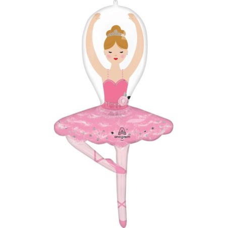 BALLON METALLIQUE DANSEUSE CLASSIQUE BALLERINE BLANCHE 63 X 109 CM