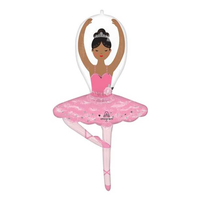 BALLON METALLIQUE DANSEUSE CLASSIQUE BALLERINE NOIRE 63 X 109 CM