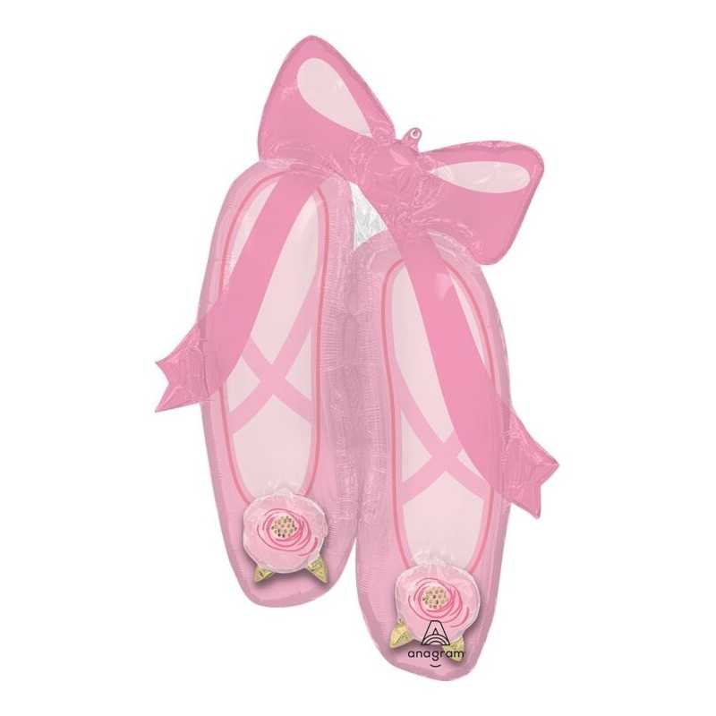 BALLON METALLIQUE CHAUSSONS DE DANSE CLASSIQUE BALLERINE ROSE 60 X 101 CM