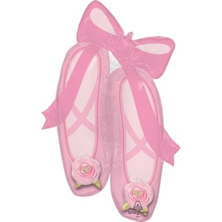 BALLON METALLIQUE CHAUSSONS DE DANSE CLASSIQUE BALLERINE ROSE 60 X 101 CM