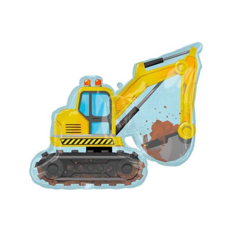 BALLON METALLIQUE PELETEUSE ENGIN DE CONSTRUCTION 71 X 66 CM