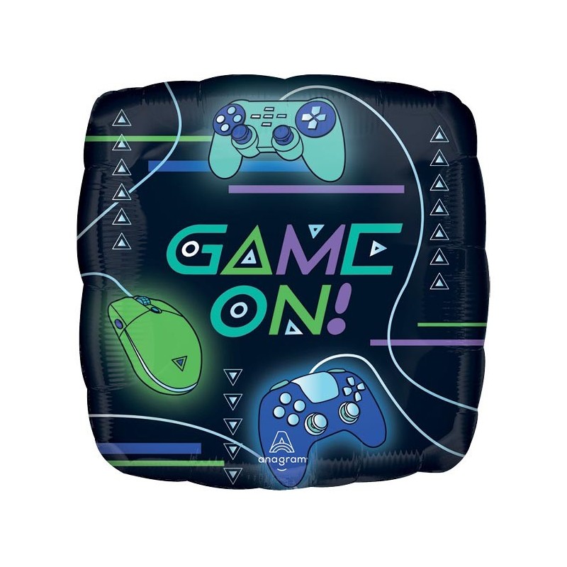 BALLON METALLIQUE CARRE JEU VIDEO GAME ON 43 CM  BALLON METALLIQUE CARRE JEU VIDEO GAME ON 43 CM