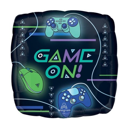 BALLON METALLIQUE CARRE JEU VIDEO GAME ON 43 CM 