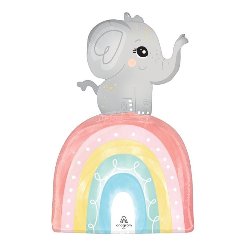 BALLON METALLIQUE BEBE ELEPHANT SUR ARC EN CIEL RAINBOW BABY SHOWER 53 X 76 CM BALLON METALLIQUE BEBE ELEPHANT SUR ARC EN CIEL RAINBOW BABY SHOWER 53 X 76 CM