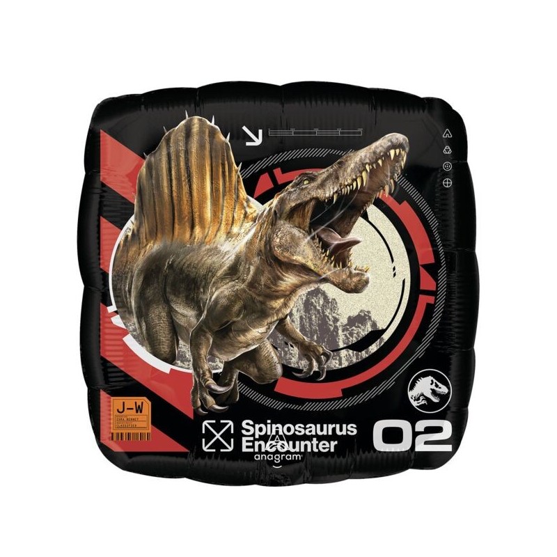 BALLON METALLIQUE CARRE DINAUSAURE JURASSIC WORLD SPINOSAURUS ENCOUNTER 43 CM  BALLON METALLIQUE CARRE DINAUSAURE JURASSIC WORLD SPINOSAURUS ENCOUNTER 43 CM