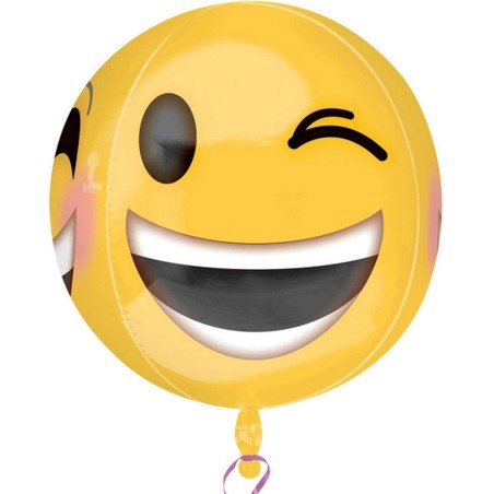 BALLON ORBZ METALLIQUE EMOTICON OU EMOJI 38 X 40 CM