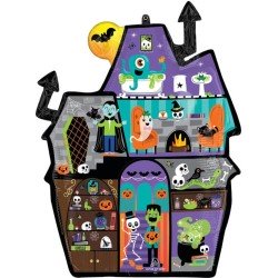 BALLON METALLIQUE MAISON OU MANOIR HANTE HALLOWEEN 53 X 68 CM