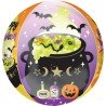 BALLON METALLIQUE ORBZ SORCIERE AVEC CHAUDRON COLORE HALLOWEEN 40 X 38 CM