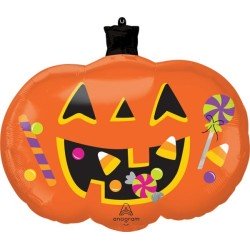 BALLON METALLIQUE CITROUILLE COLOREE HALLOWEEN 58 X 60 CM