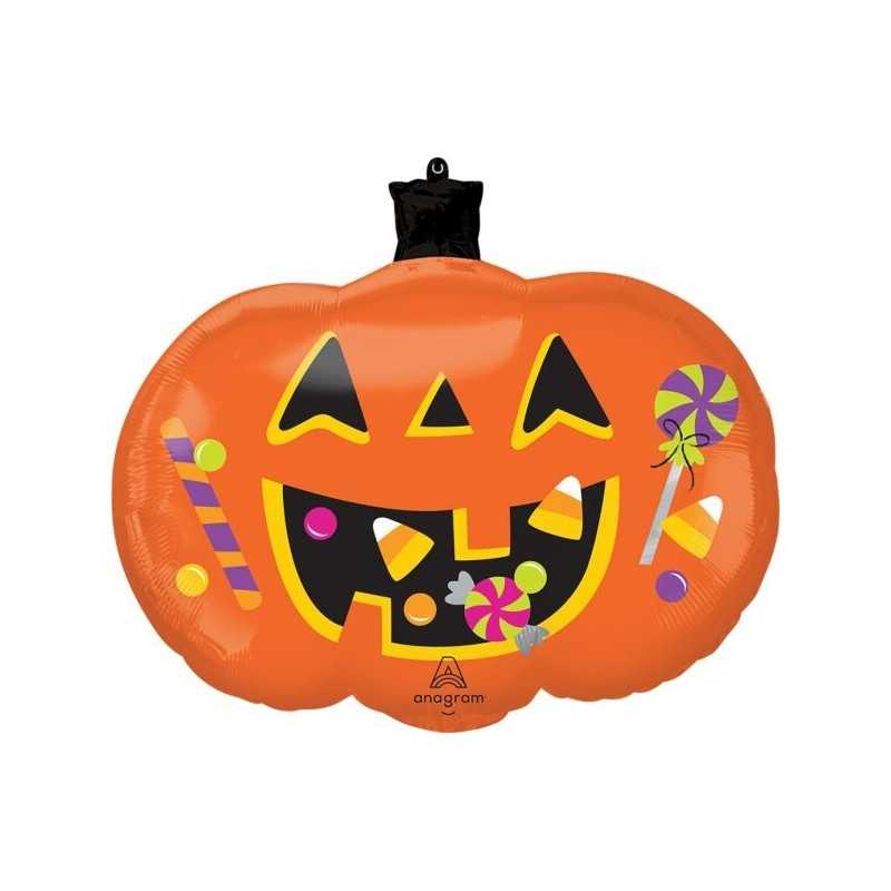 BALLON METALLIQUE CITROUILLE COLOREE HALLOWEEN 58 X 60 CM