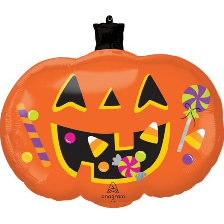 BALLON METALLIQUE CITROUILLE COLOREE HALLOWEEN 58 X 60 CM
