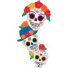 BALLON METALLIQUE 3 TETES SQUELETTE JOUR DES MORTS HALLOWEEN 50 X 104 CM
