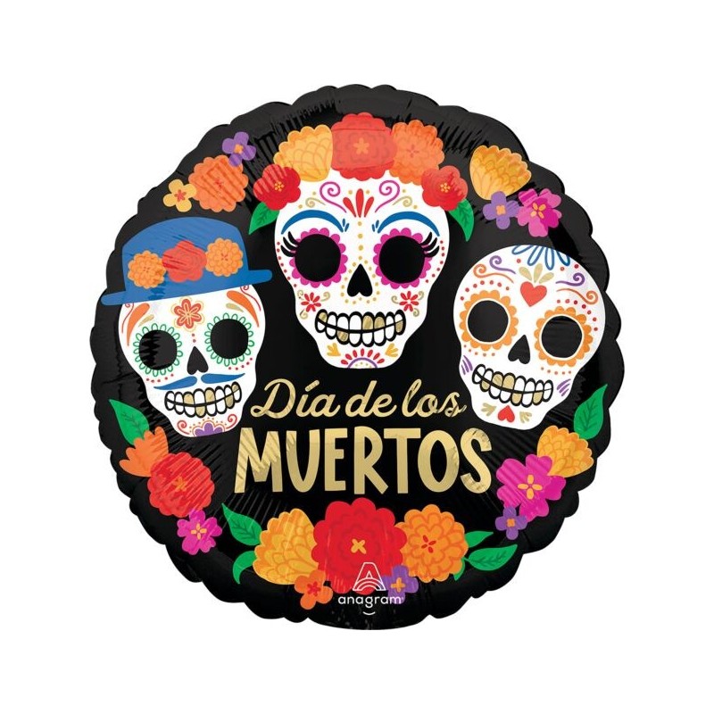 BALLON METALLIQUE ROND DIA DE LOS MUERTOS JOUR DES MORTS HALLOWEEN 43 CM BALLON METALLIQUE ROND DIA DE LOS MUERTOS JOUR DES MORTS HALLOWEEN 43 CM