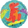 BALLON METALLIQUE DINOSAURE T-REX RIGOLO ROUGE ORANGE ROND 43 CM 