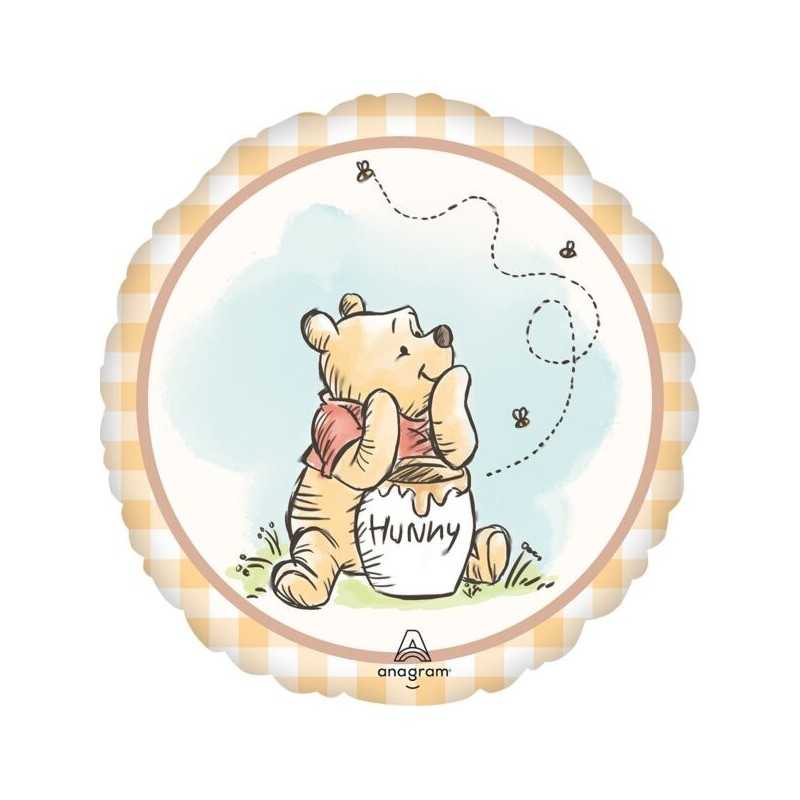 BALLON METALLIQUE ROND WINNIE THE POOH 43 CM