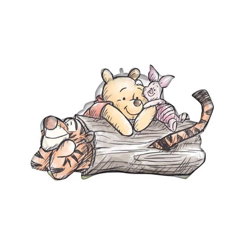 BALLON METALLIQUE WINNIE THE POOH TIGROU ET PORCINET 78 X 48 CM