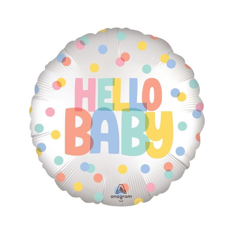 BALLON METALLIQUE ROND HELLO BABY MULTICOLORE PASTEL 43 CM BALLON METALLIQUE ROND HELLO BABY MULTICOLORE PASTEL 43 CM