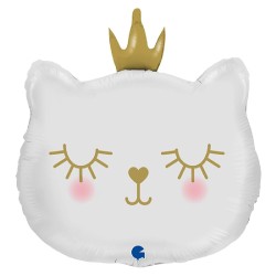 BALLON METALLIQUE PRINCESSE CHAT AVEC COURONNE 53 CM