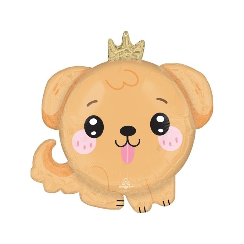 BALLON METALLIQUE KAWAII PUPPY CHIEN AVEC COURONNE 53 CM  BALLON METALLIQUE KAWAII PUPPY CHIEN AVEC COURONNE 53 CM