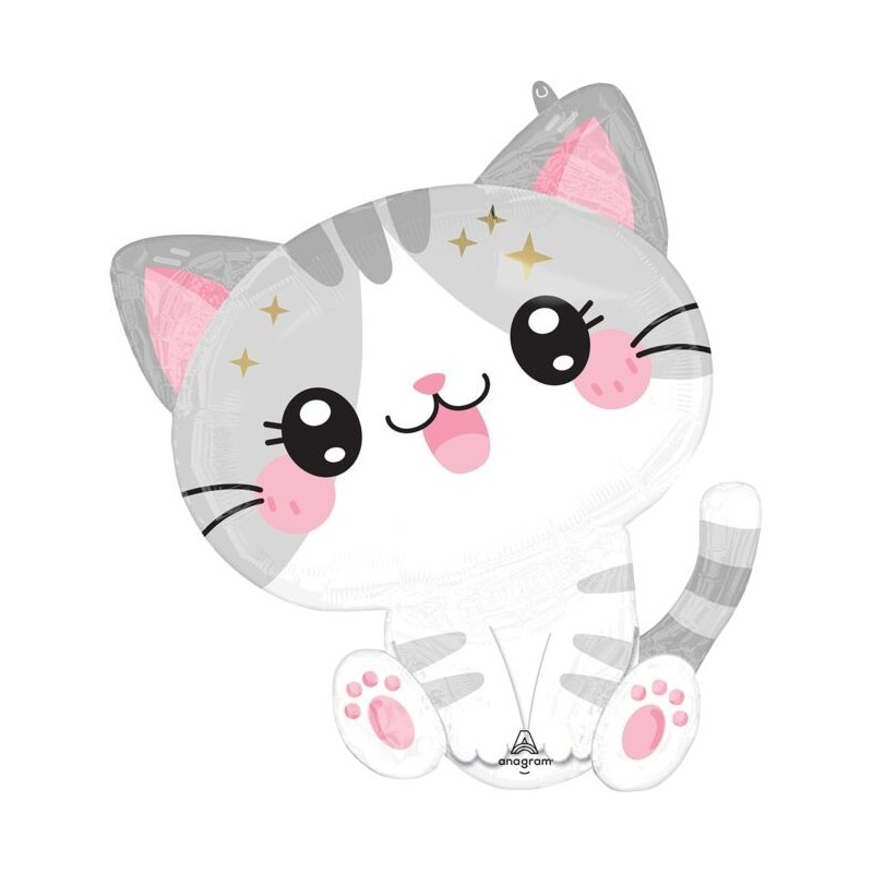 BALLON METALLIQUE KAWAII KITTY PETIT CHAT GRIS 50 X 60 CM  BALLON METALLIQUE KAWAII KITTY PETIT CHAT GRIS 50 X 60 CM