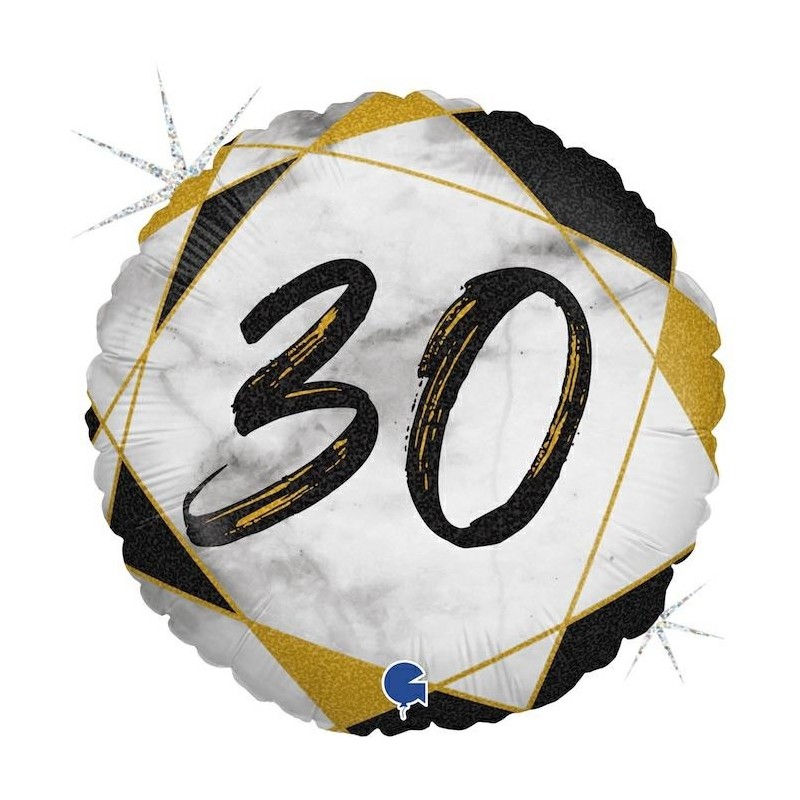 BALLON METALLIQUE ROND MARBLE MATE NOIR 30 ANS 46 CM BALLON METALLIQUE ROND MARBLE MATE NOIR 30 ANS 46 CM