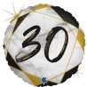 BALLON METALLIQUE ROND MARBLE MATE NOIR 30 ANS 46 CM 