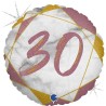 BALLON METALLIQUE ROND MARBLE MATE ROSE 30 ANS 46 CM  BALLON METALLIQUE ROND MARBLE MATE ROSE 30 ANS 46 CM