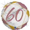 BALLON METALLIQUE ROND MARBLE MATE ROSE 60 ANS 46 CM