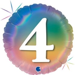 BALLON METALLIQUE ROND 4 ANS MULTICOULEUR RAINBOW 46 CM