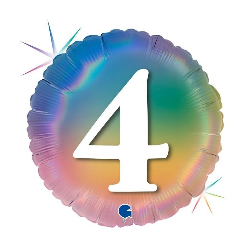 BALLON METALLIQUE ROND 4 ANS MULTICOULEUR RAINBOW 46 CM  BALLON METALLIQUE ROND 4 ANS MULTICOULEUR RAINBOW 46 CM