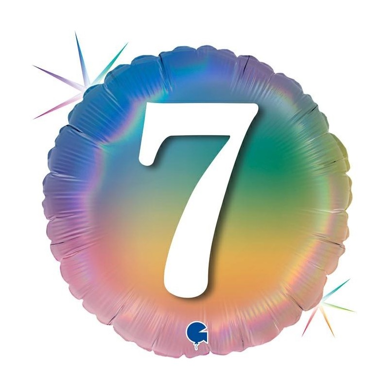 BALLON METALLIQUE ROND 7 ANS MULTICOULEUR RAINBOW 46 CM  BALLON METALLIQUE ROND 7 ANS MULTICOULEUR RAINBOW 46 CM