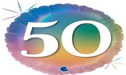 BALLON METALLIQUE ROND ARC EN CIEL RAINBOW 50 ANS 46 CM 