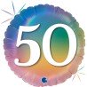 BALLON METALLIQUE ROND ARC EN CIEL RAINBOW 50 ANS 46 CM 