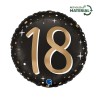 BALLON METALLIQUE ROND NOIR CHIFFRE OR 18 ANS 46 CM  BALLON METALLIQUE ROND NOIR CHIFFRE OR 18 ANS 46 CM